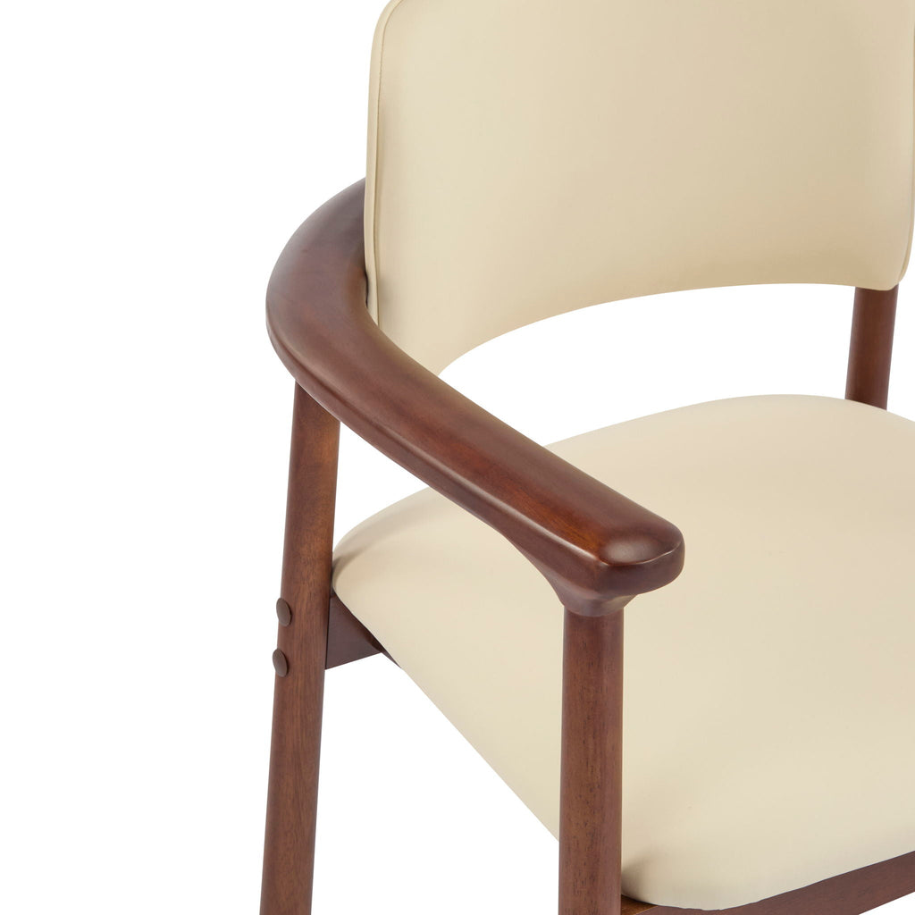 Dining Room Chairs, Set of 2 - Beige / Dark Walnut