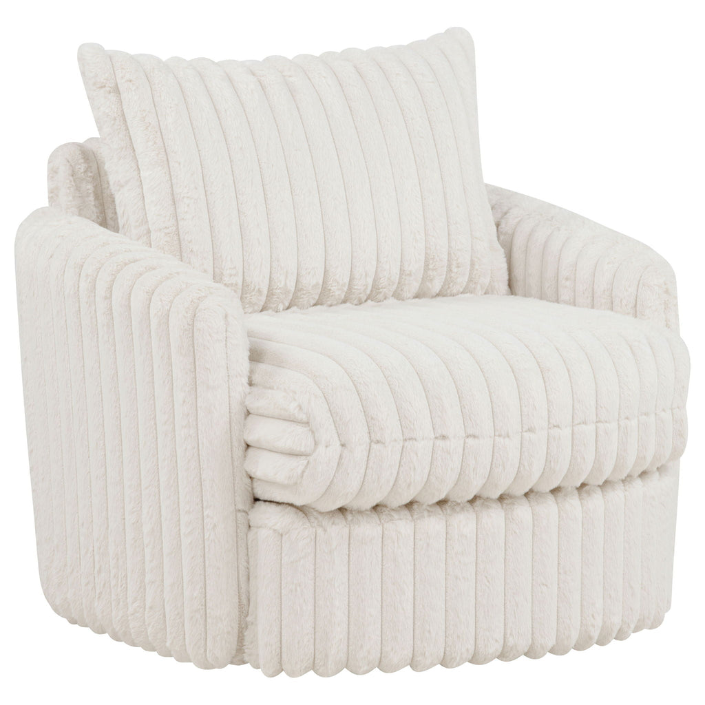 Corduroy Upholstered Swivel Accent Arm Chair Ivory