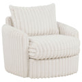 Corduroy Upholstered Swivel Accent Arm Chair Ivory