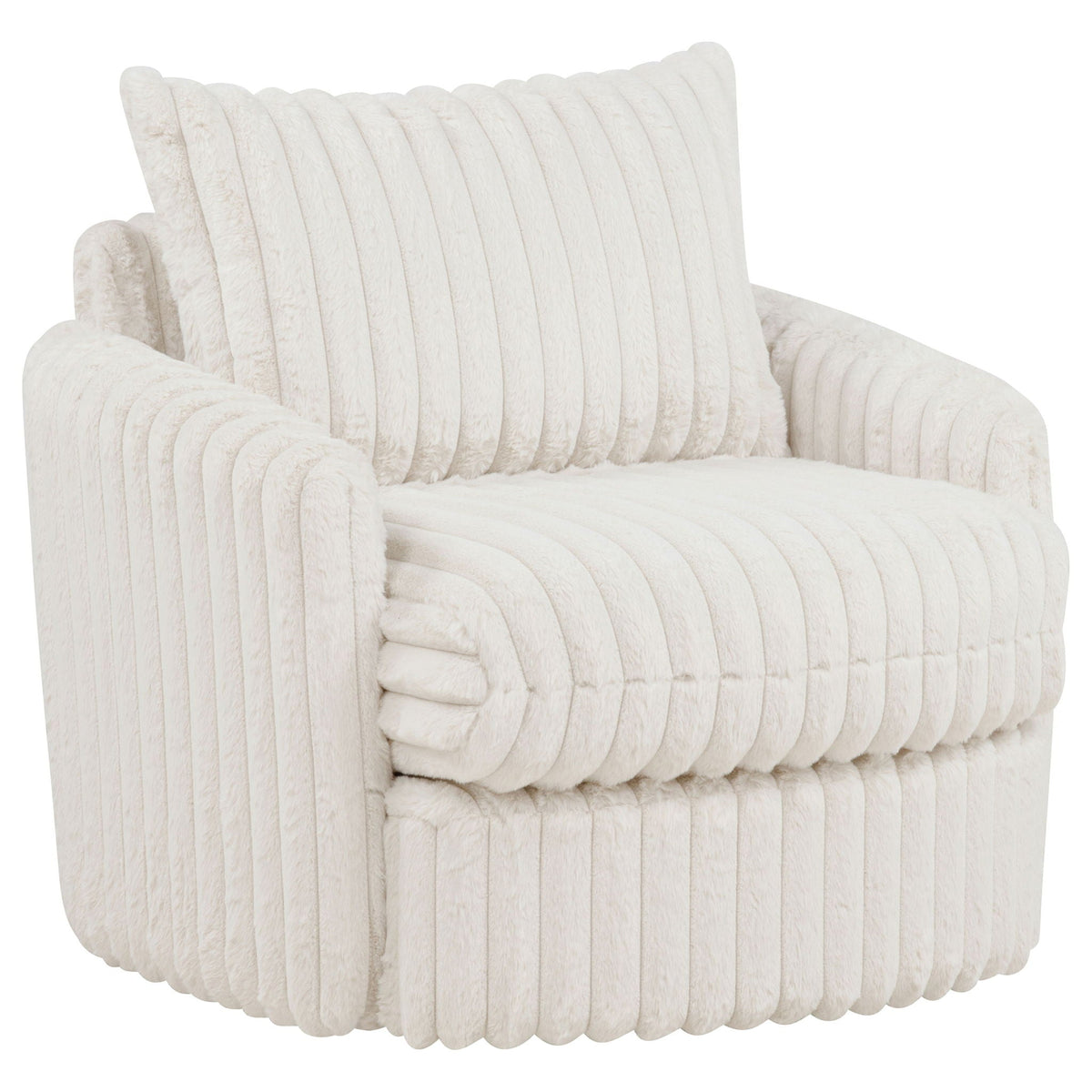 Corduroy Upholstered Swivel Accent Arm Chair Ivory