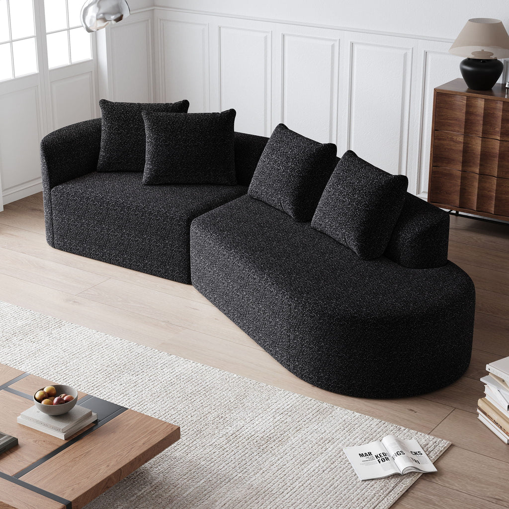 Oversized Sectional Sofa, 4 Seater Extra Deep, Wide Curved Couch With 4 Throw Pillows