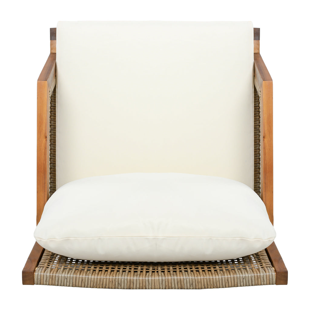Acacia Wood Patio Furniture Club Chair with Outdoor Wicker