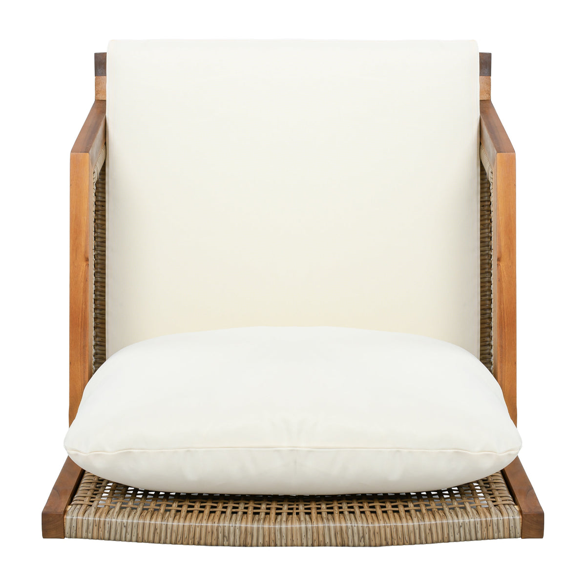 Acacia Wood Patio Furniture Club Chair with Outdoor Wicker
