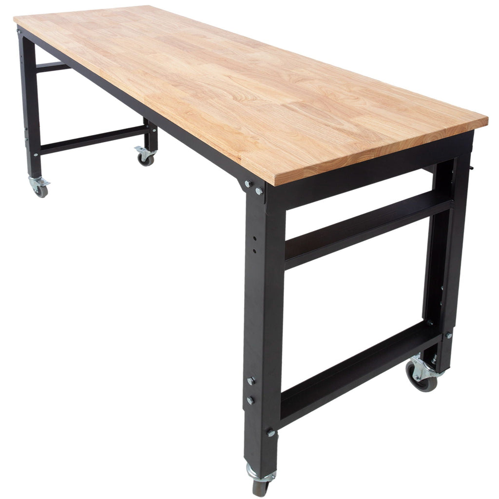 Wide Rolling Workbench For Garage, Adjustable Height