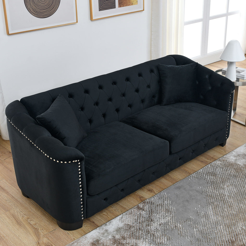 Modern Chesterfield Sofa With Tufted Backrest
