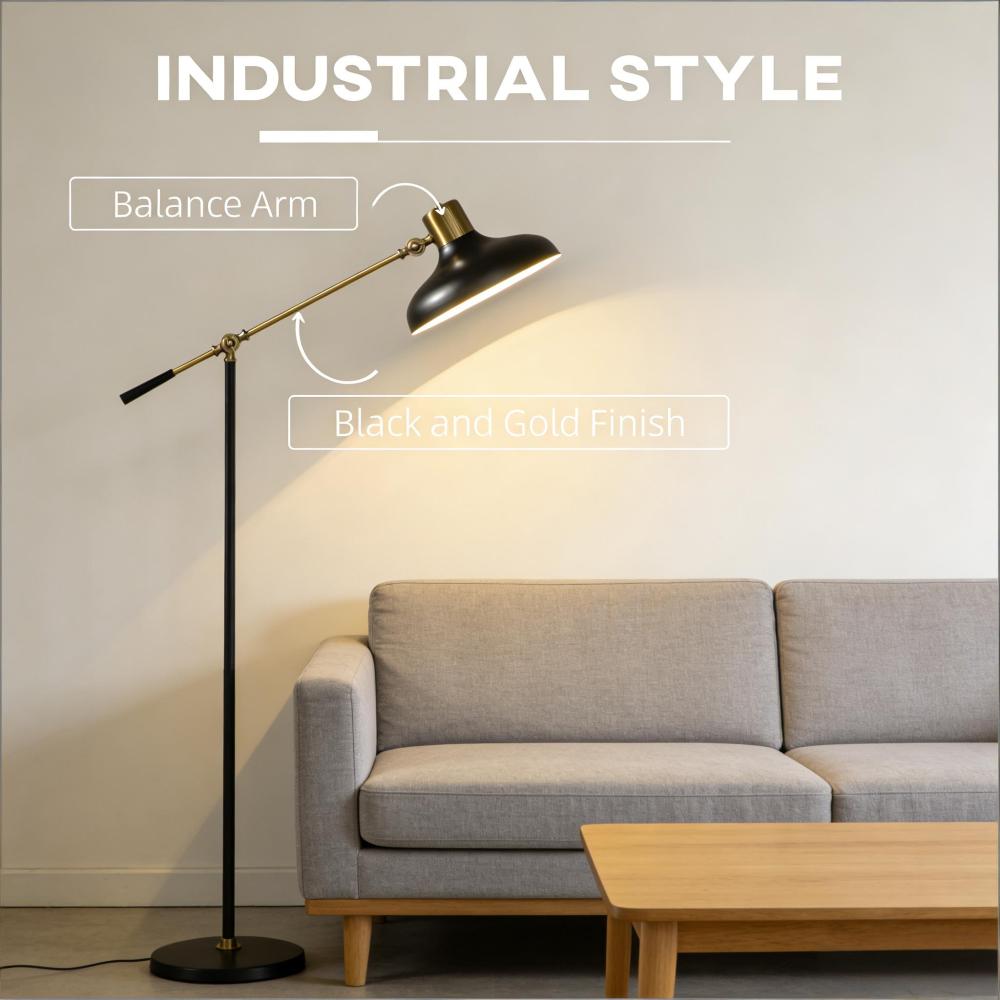 Industrial Floor Lamp | Adjustable Height & Rotating Head