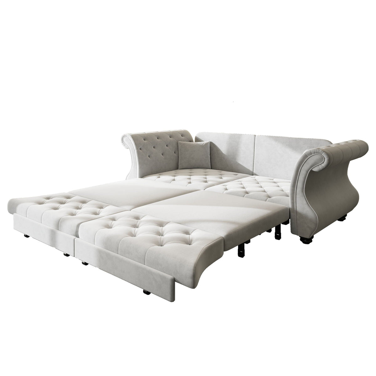 Oversized Chesterfield Pull Out Sofa Bed with Flower Tufting