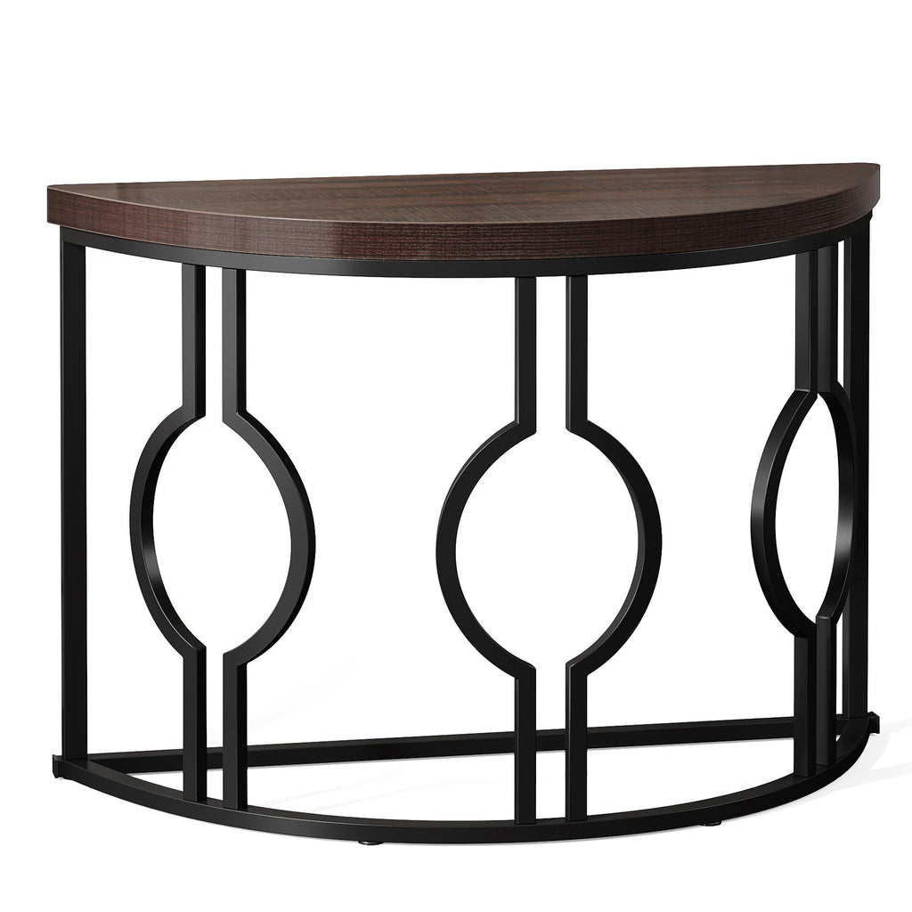 Half Moon Console Table For Entryway With Geometric Base