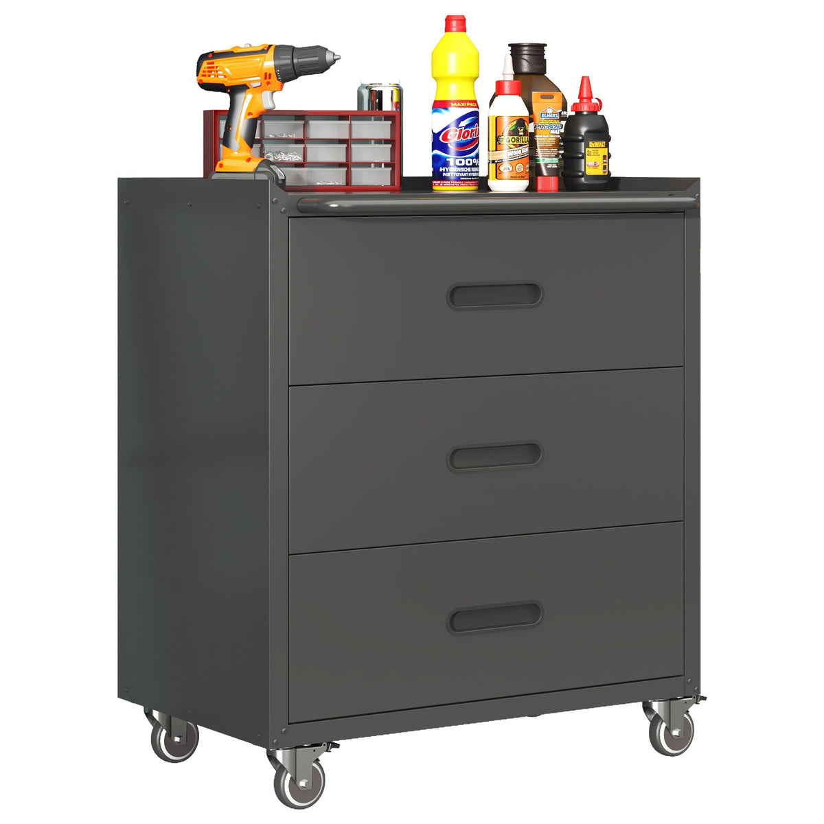 Heavy Duty Metal Storage Cabinet With Wheels 3 Drawer Tool Cabinet