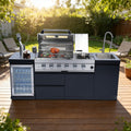 85-Inch 4-Burner Stainless Steel Gas Outdoor Kitchen Barbecue Island Grill - Black