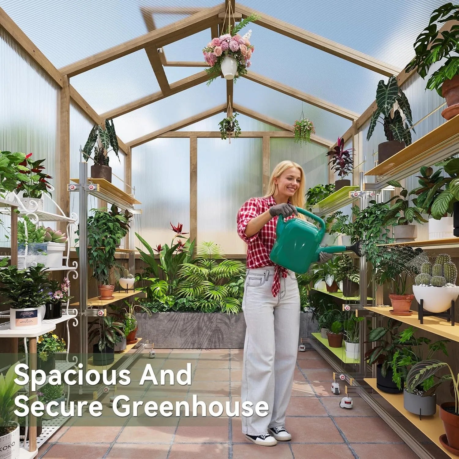 6x8ft Wooden Outdoor Greenhouse