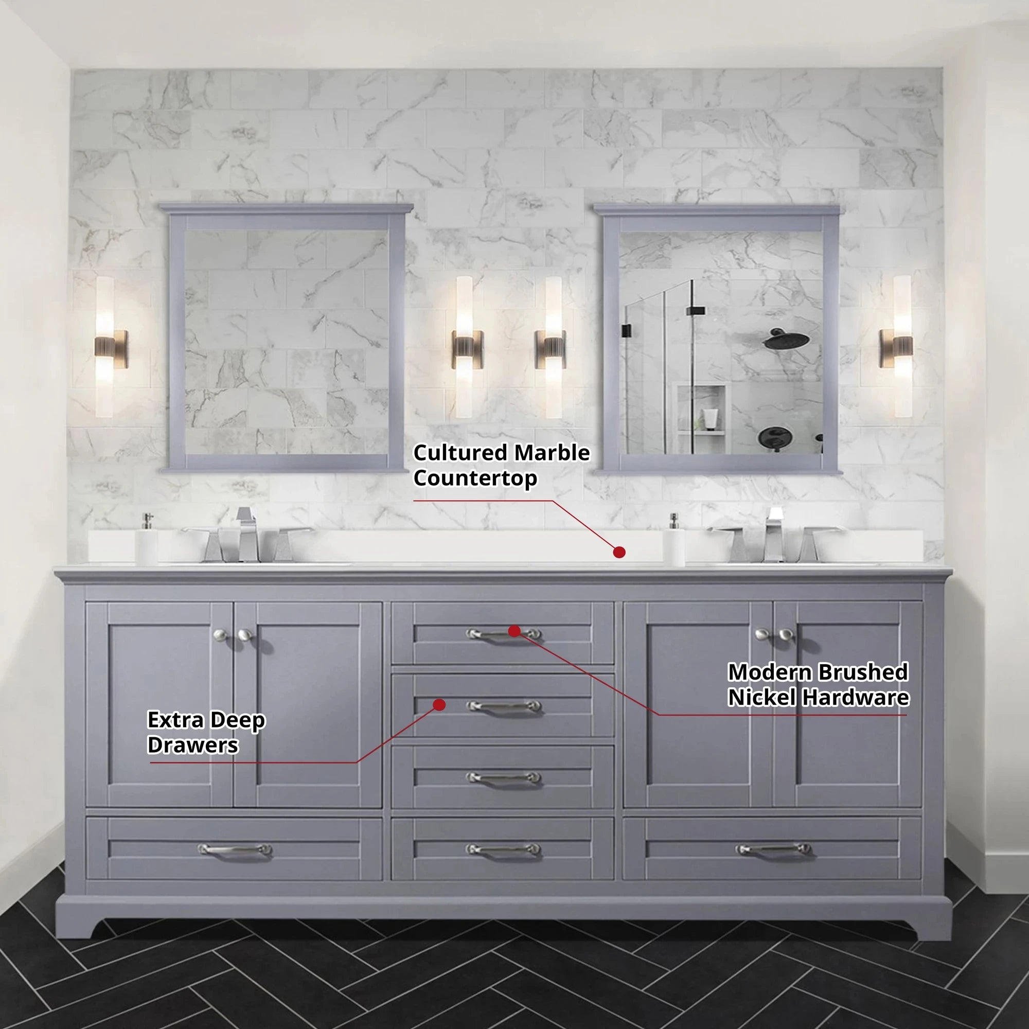 Double Oak Bathroom Vanity Set Cultured Marble Top