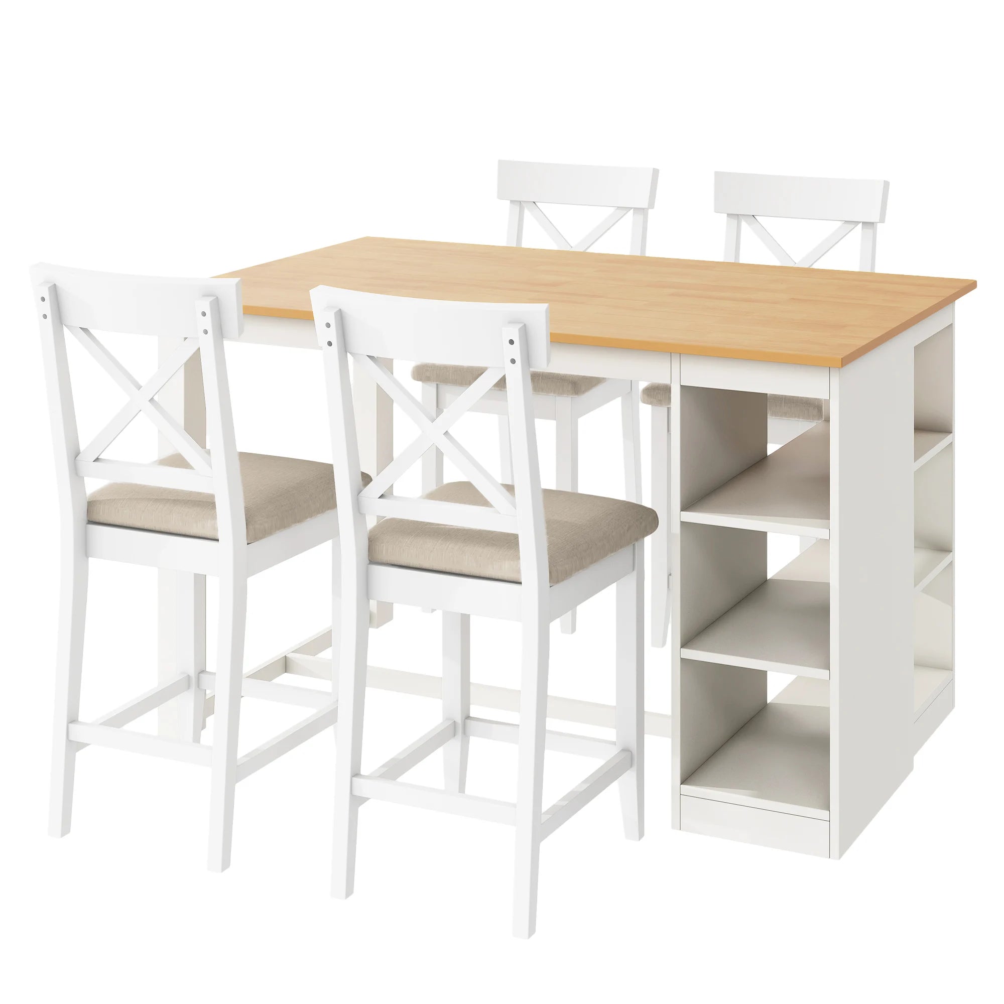 5-Piece Farmhouse Counter Height Dining Table Set