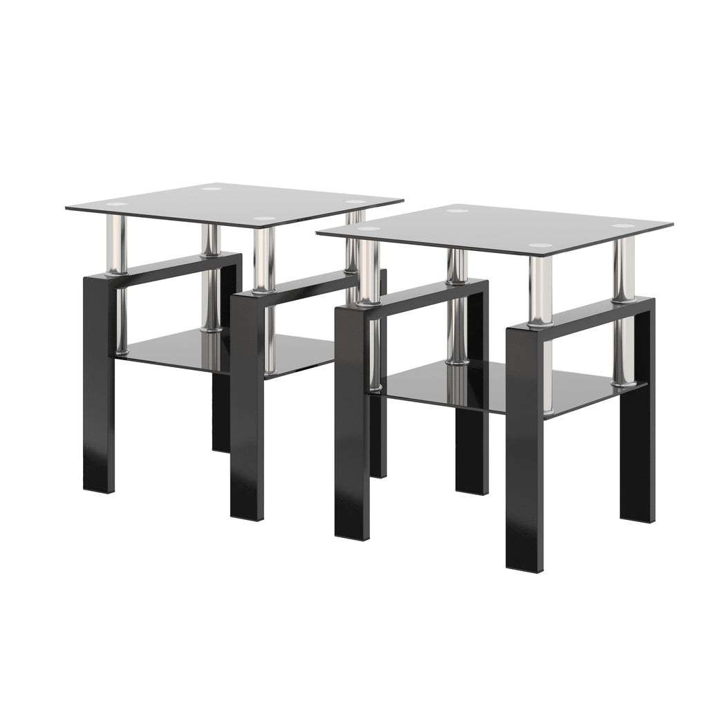 Set of 2, Modern Tempered Glass Tea Table, Coffee Table