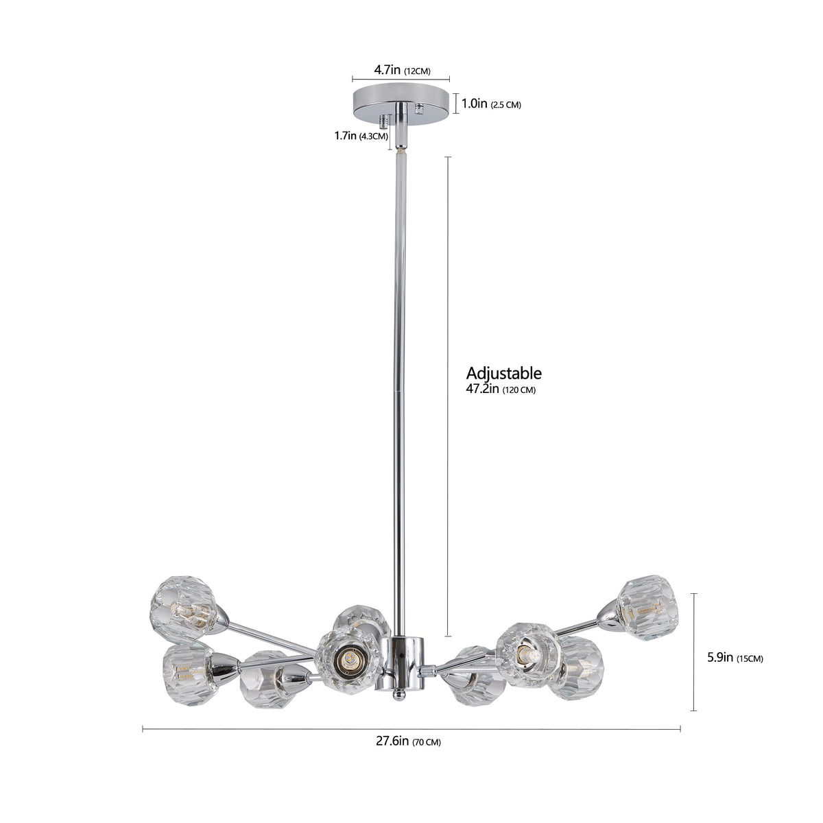 Modern Crystal Chandeliers, 9 Lights Chrome Chandelier
