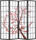 6ft Folding Privacy Divider 4 Panels Oriental Shoji Screen