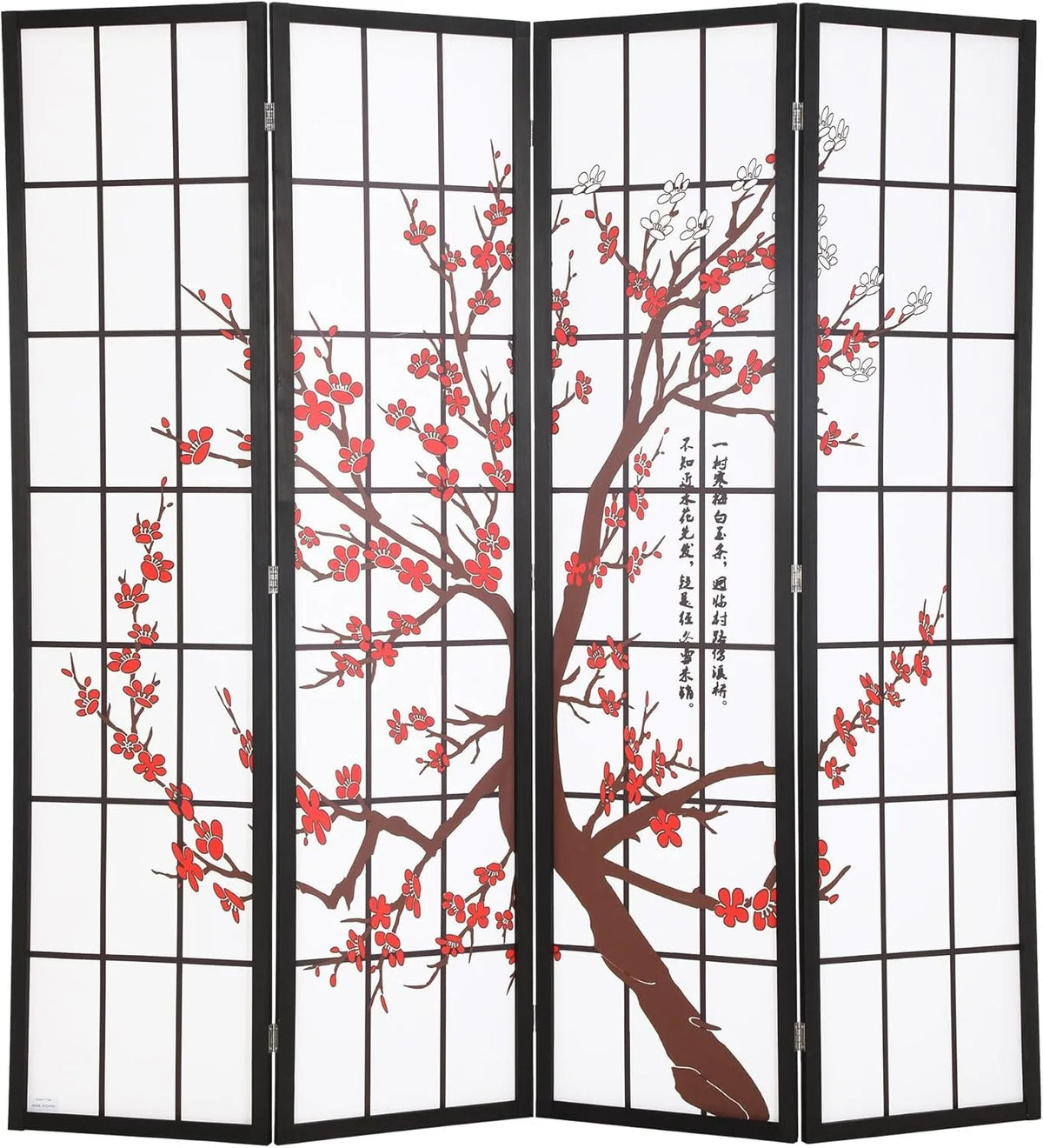 6ft Folding Privacy Divider 4 Panels Oriental Shoji Screen