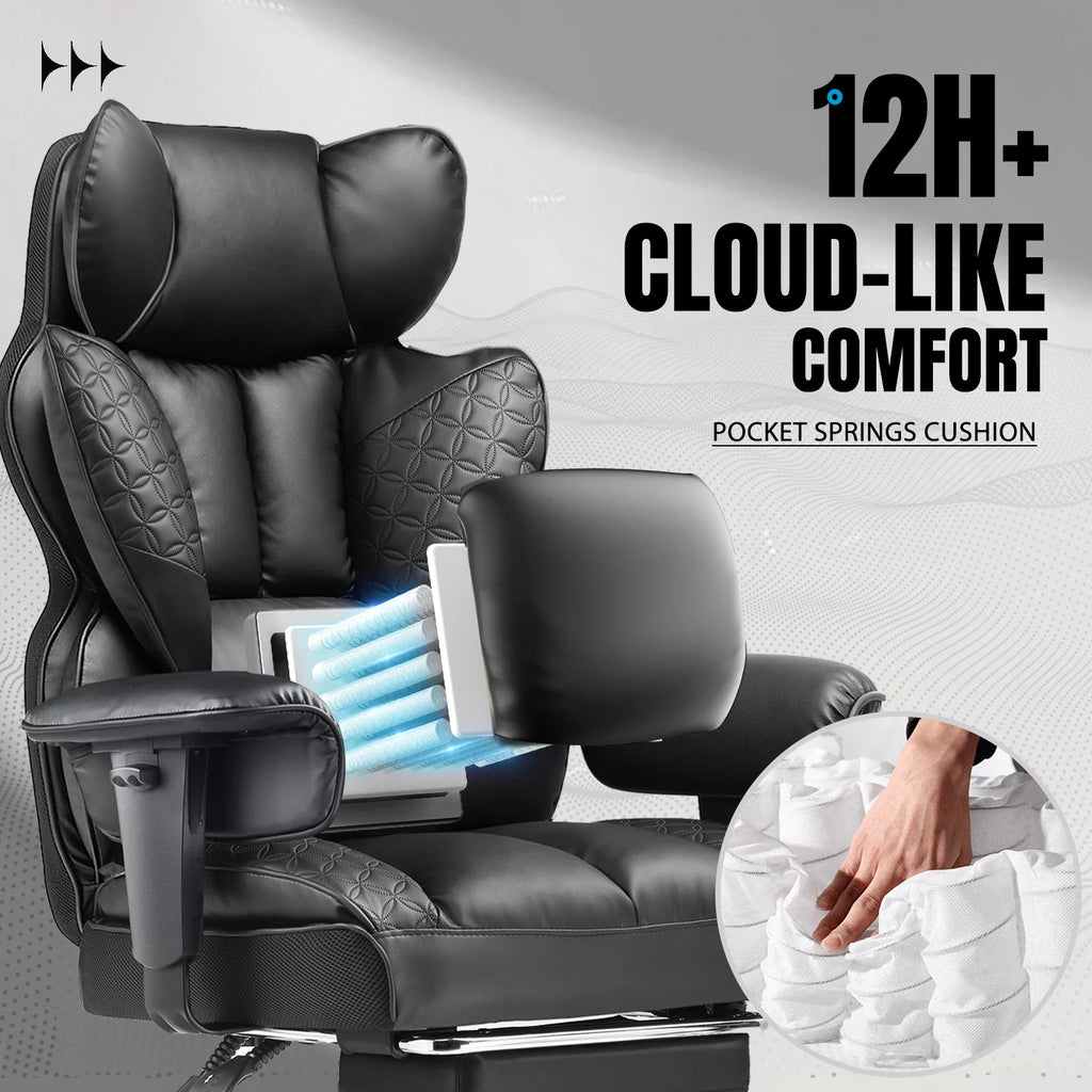 Ergonomic Office Chair Leather High Back with Footrest
