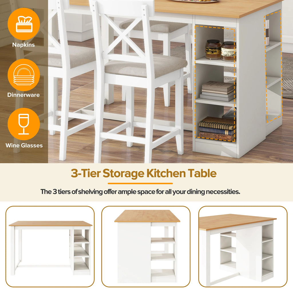 5-Piece Farmhouse Counter Height Dining Table Set