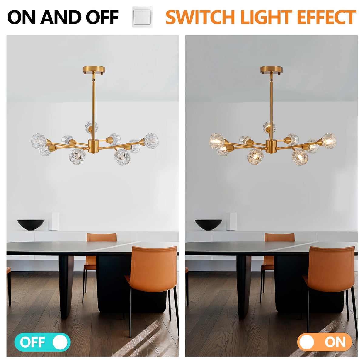 Modern Chandeliers, 9 Lights Golden Chandelier