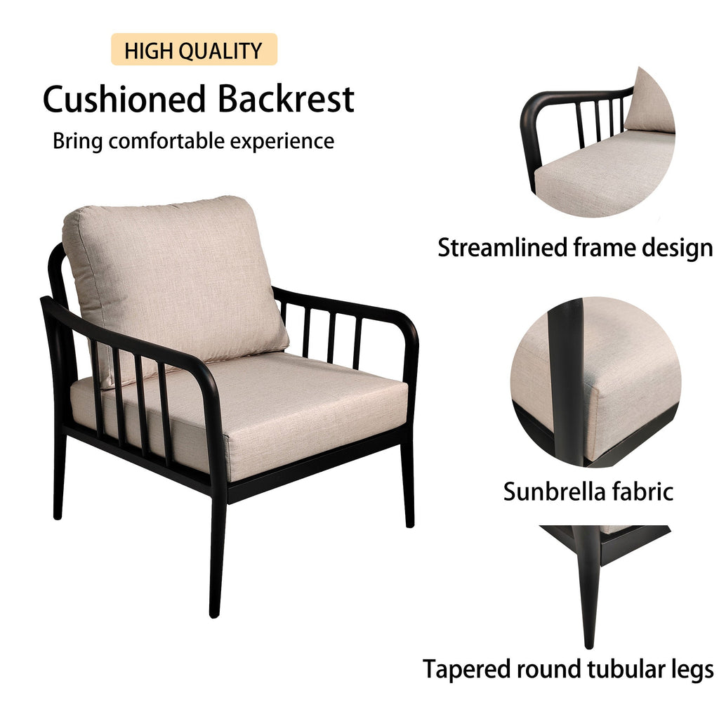 5PC Outdoor Aluminum Patio Sofa Conversation Set
