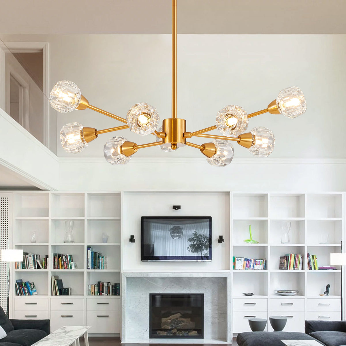 Modern Chandeliers, 9 Lights Golden Chandelier