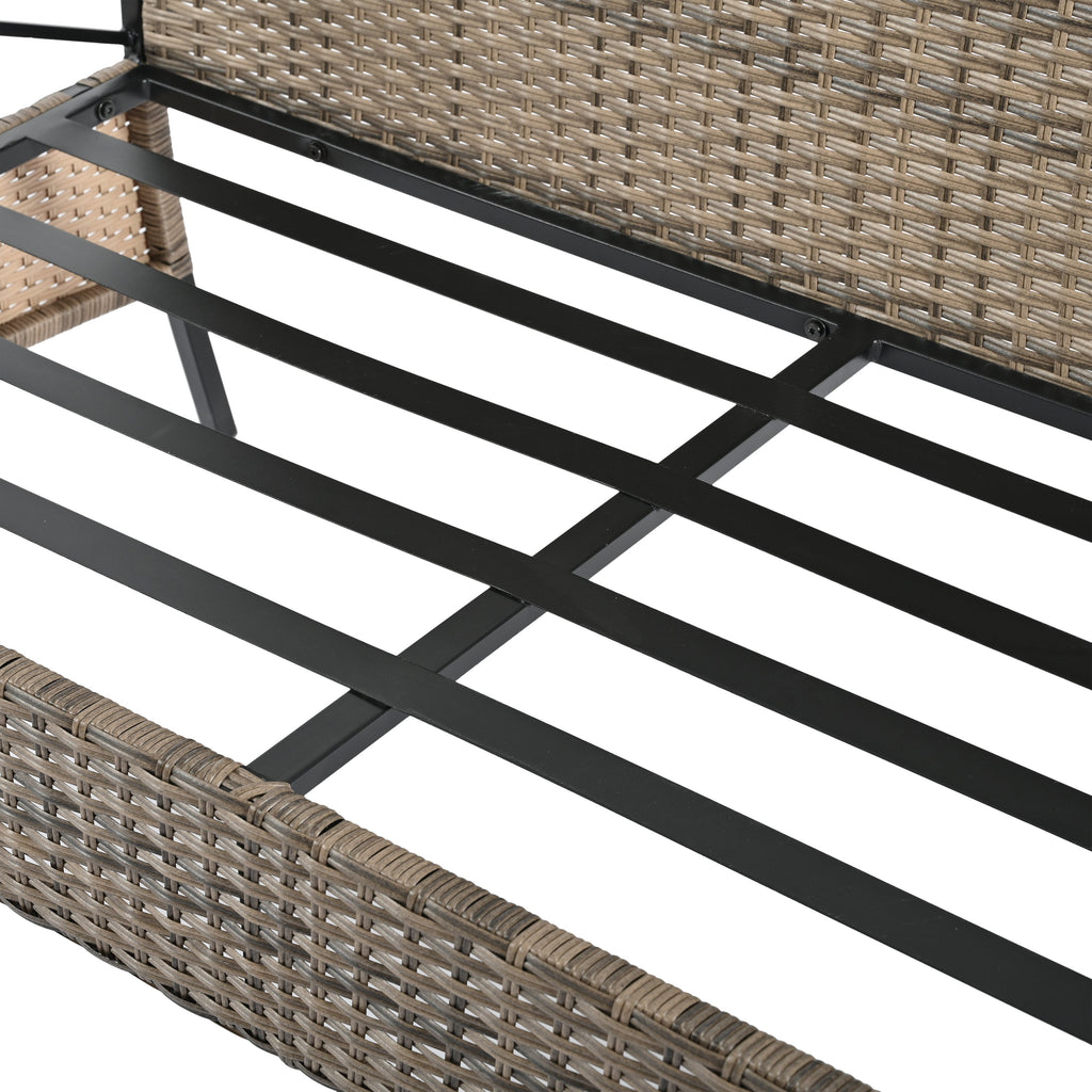 Patio Furniture, Four Set Wicker Furniture With Black Metal Table