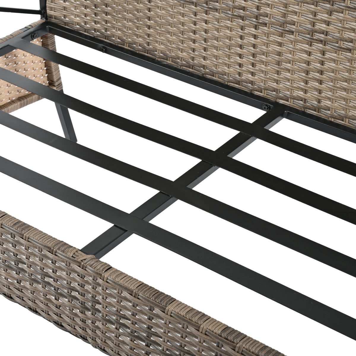 Patio Furniture, Four Set Wicker Furniture With Black Metal Table