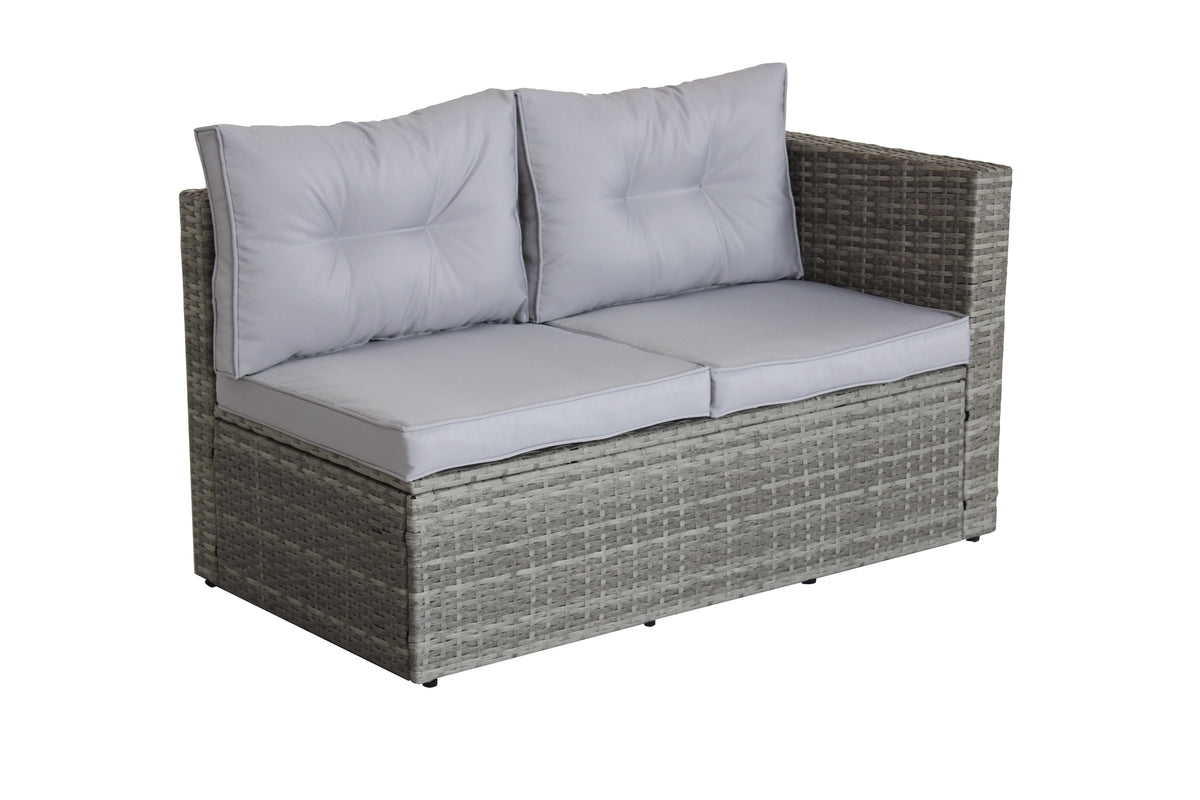 4 Piece Patio Sectional Wicker Rattan Sofa Set with Storage Box Grey
