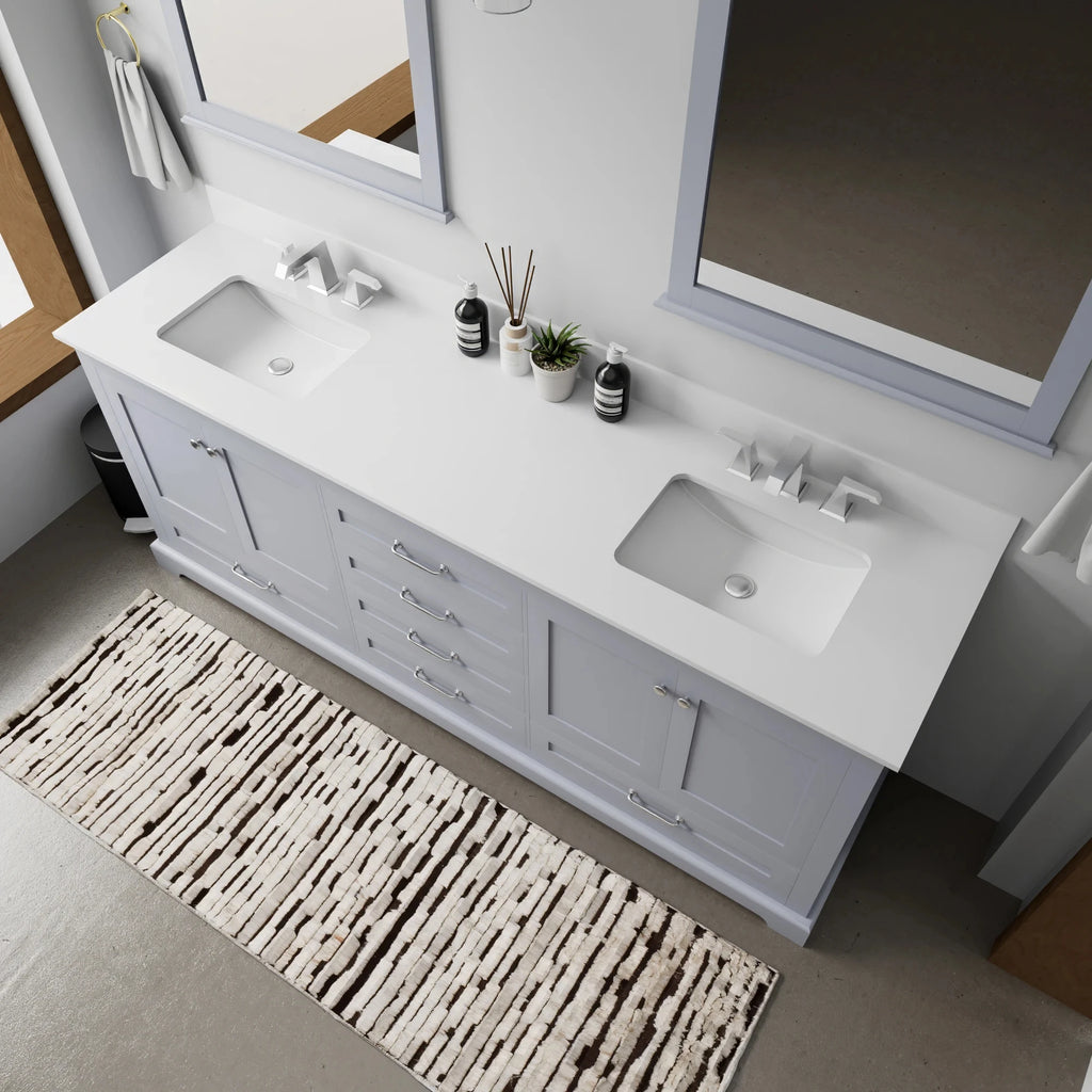 Double Oak Bathroom Vanity Set Cultured Marble Top