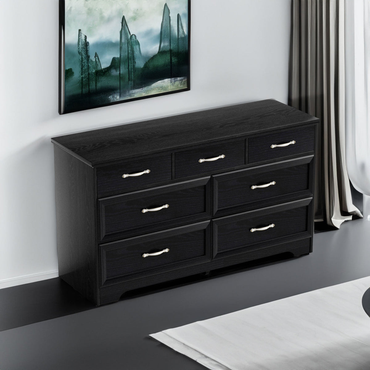 Modern 3 Drawer Bedroom Chest of Drawers with 7 Drawers Dresser, Clothes Organizer