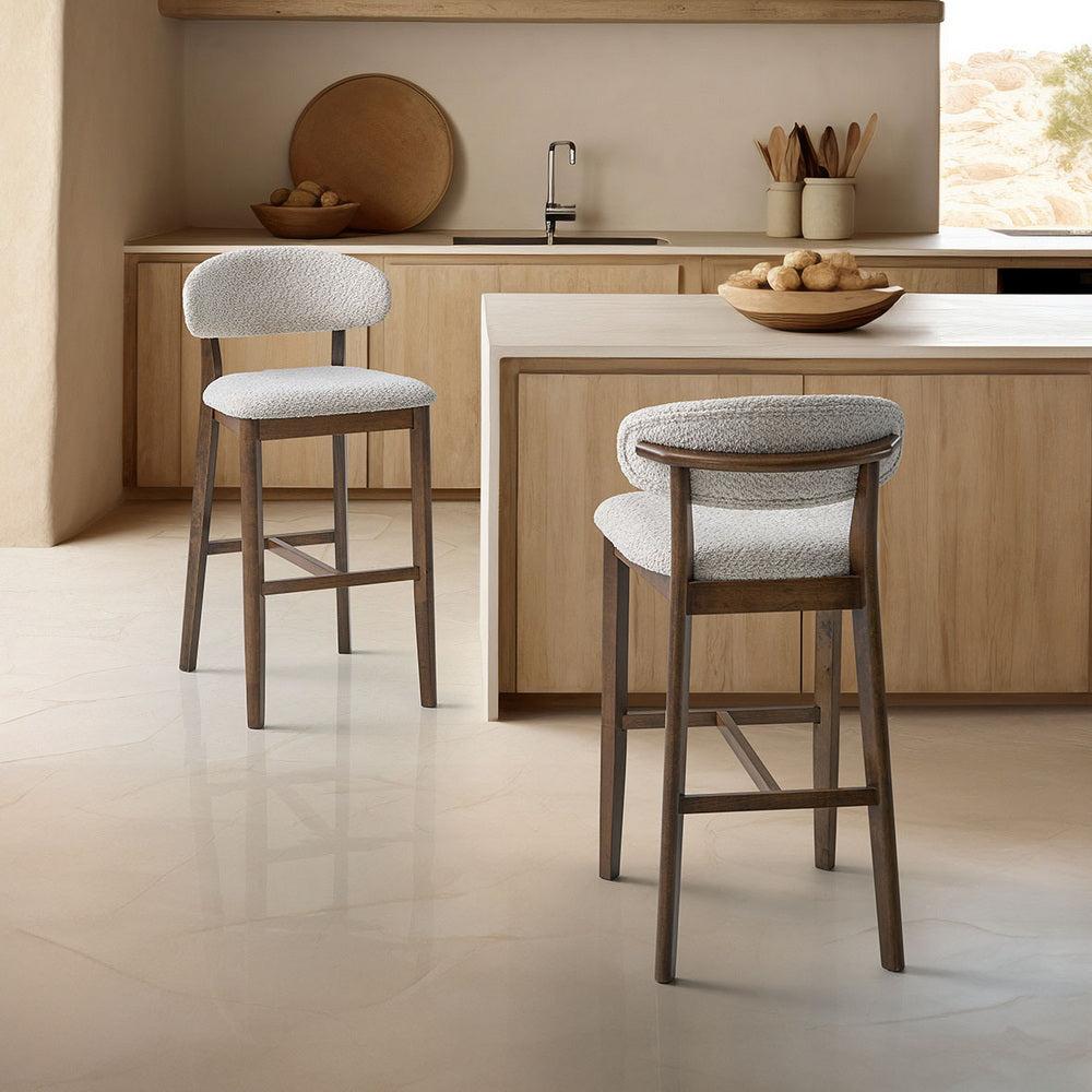 Bar Stools Set of 2, 30” Upholstered Bar Height Stools, Solid Wood, Modern