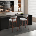 Bar Stools Set of 2, 30” Upholstered Bar Height Stools, Solid Wood, Modern