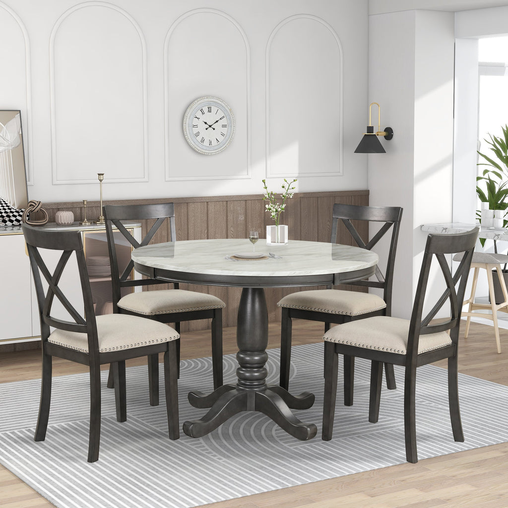 5 Pieces Dining Table and Chairs Set for 4