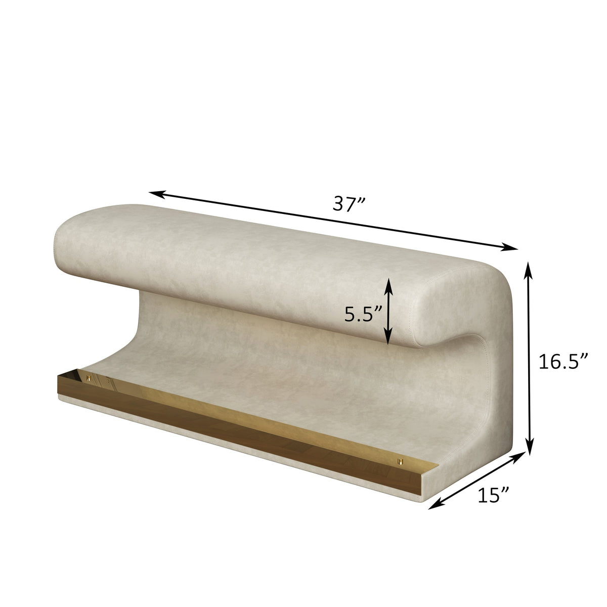 Bench Leather Upholstered Ottoman with LED sensor light for end of bed