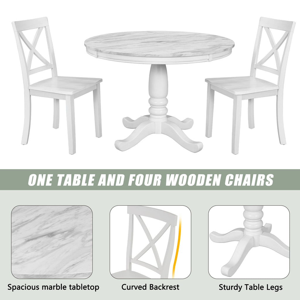 5 Pieces Dining Table and Chairs Set for 4