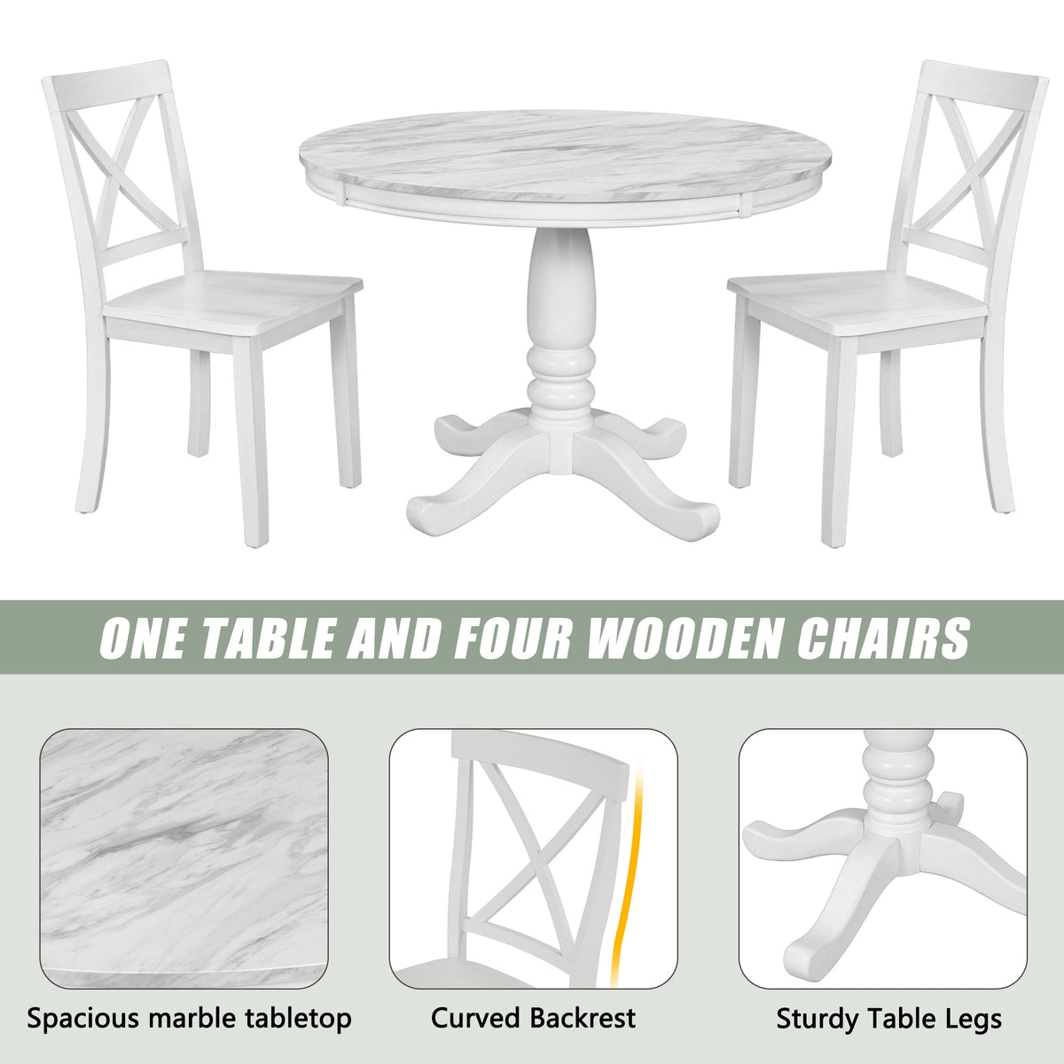 5 Pieces Dining Table and Chairs Set for 4