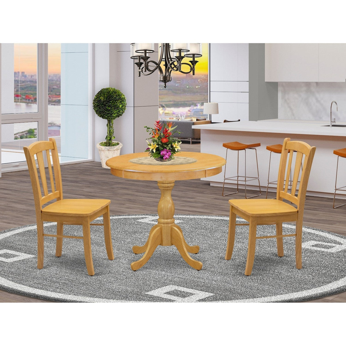 3-Piece Dining Room Table Set- 2 Modern Dining Room Chair and Dining Table