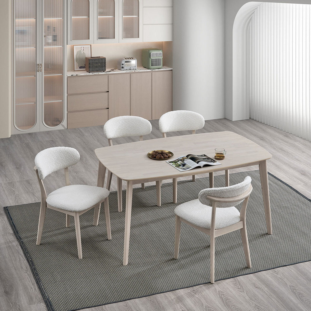 Scandinavian Dining Table Set with Upholstered Chairs