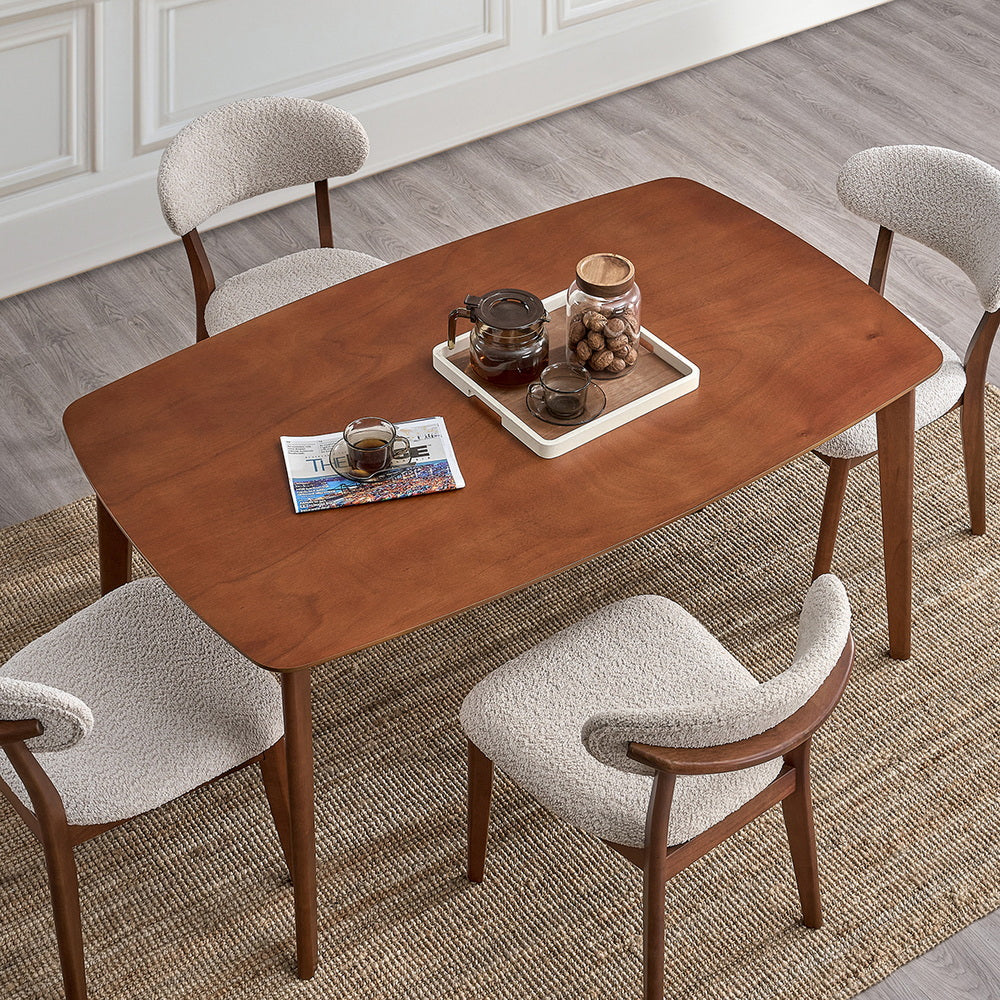 Scandinavian Dining Table Set with Upholstered Chairs