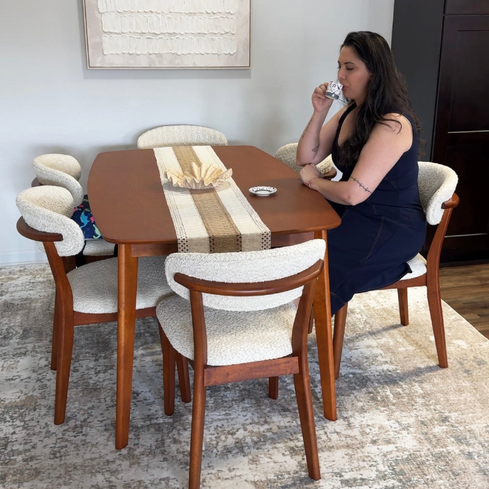 Scandinavian Dining Table Set with Upholstered Chairs