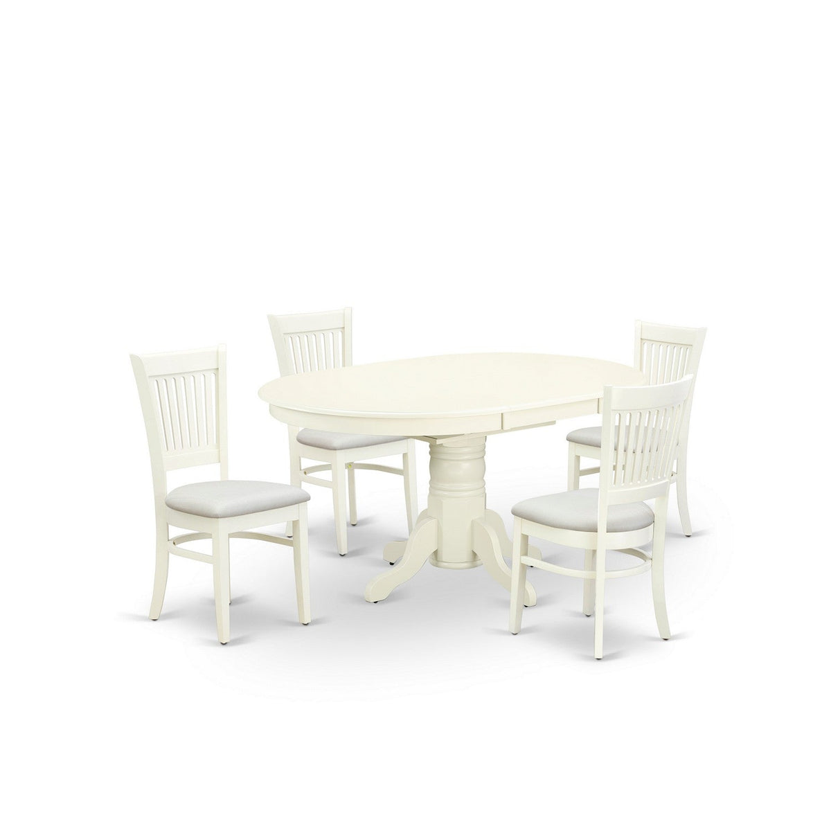 5-Pc Dinette Room Set- 4 Dining Chairs with Linen Seat and Slatted Chair Back
