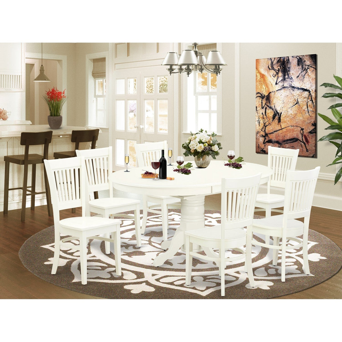 7-Piece Kitchen Table Set- 6 Modern Dining Chairs