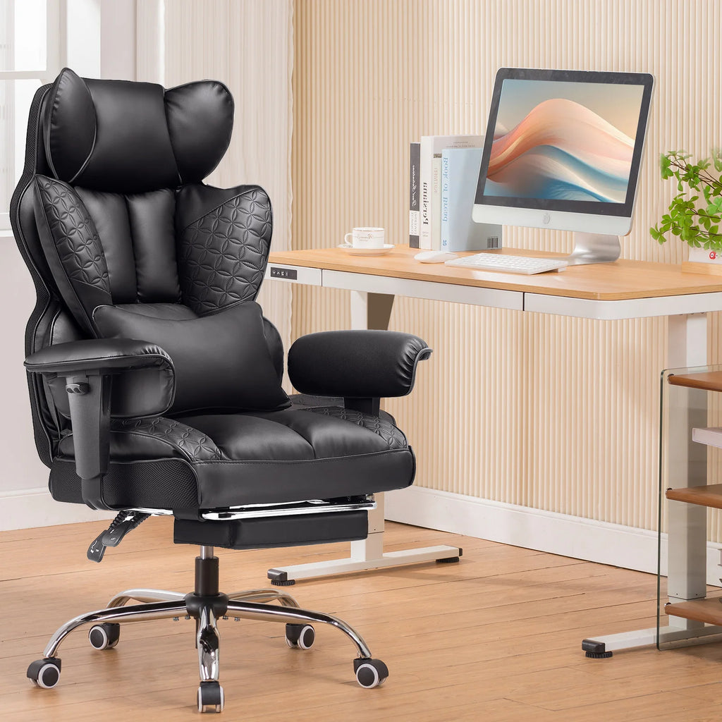 Ergonomic Office Chair Leather High Back with Footrest