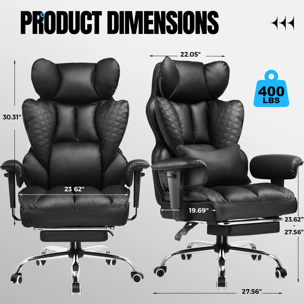 Ergonomic Office Chair Leather High Back with Footrest