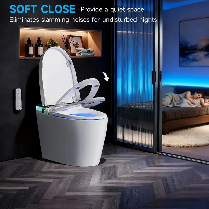 Smart Toilet with Tankless Bidet Wash, Auto Open Lid, 1.28 Gallons Auto Dual Flush, Heat Seat, Warm Wash/Dryer
