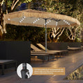 15ft Large Thatched Tiki Patio Umbrella with Lights, Weighted Sandbags