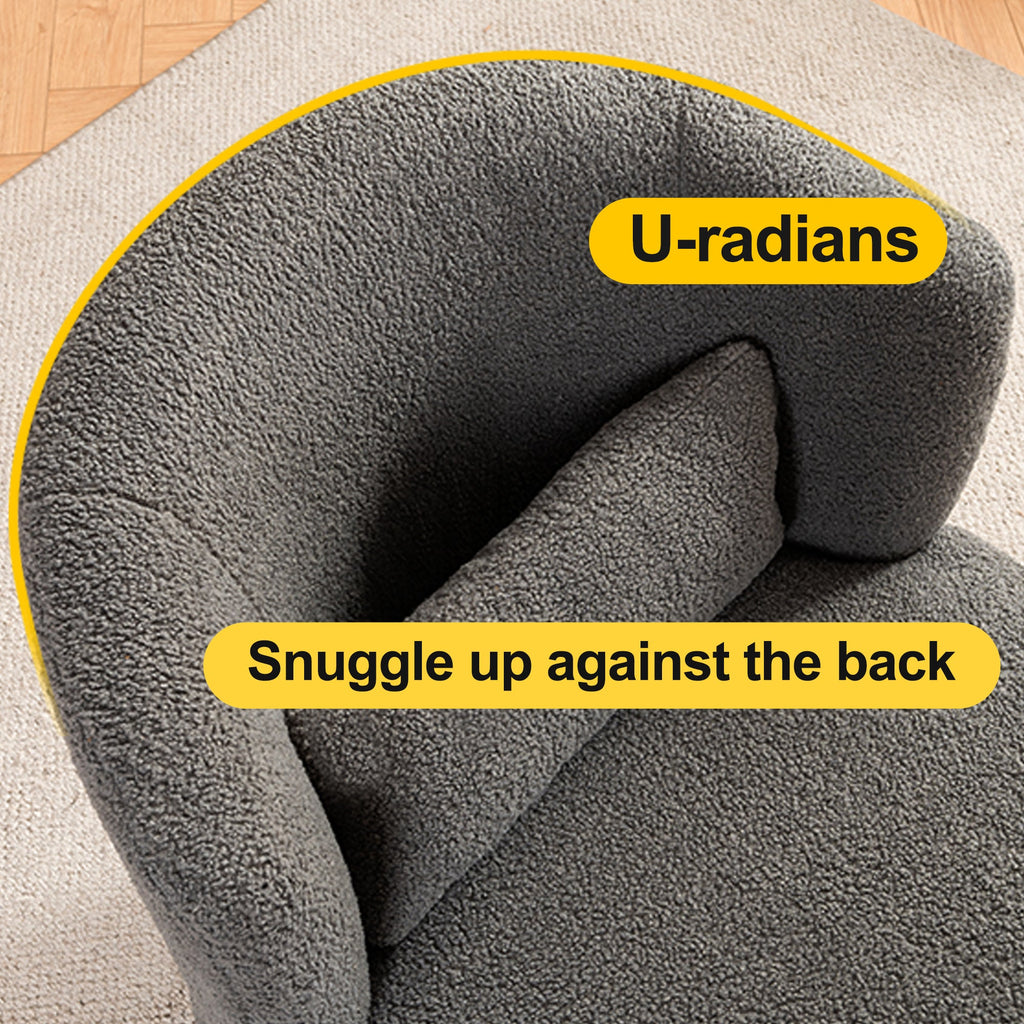 Grey Plush Swivel Accent Chair