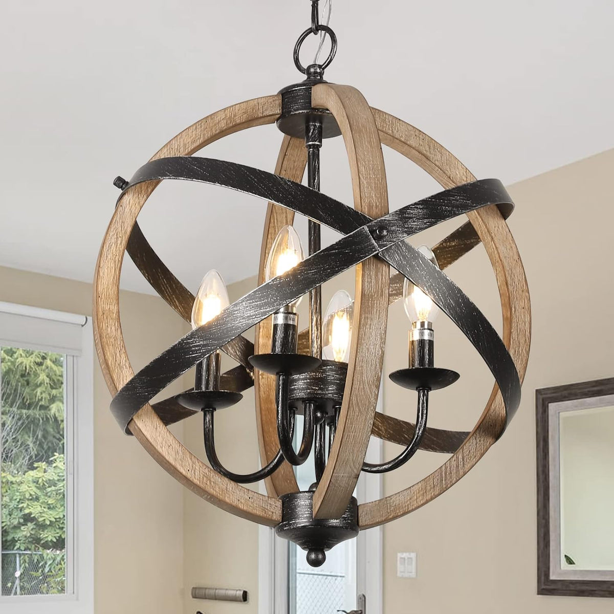 Farmhouse Chandelier Light Fixtures 4-Light Dining Room Light
