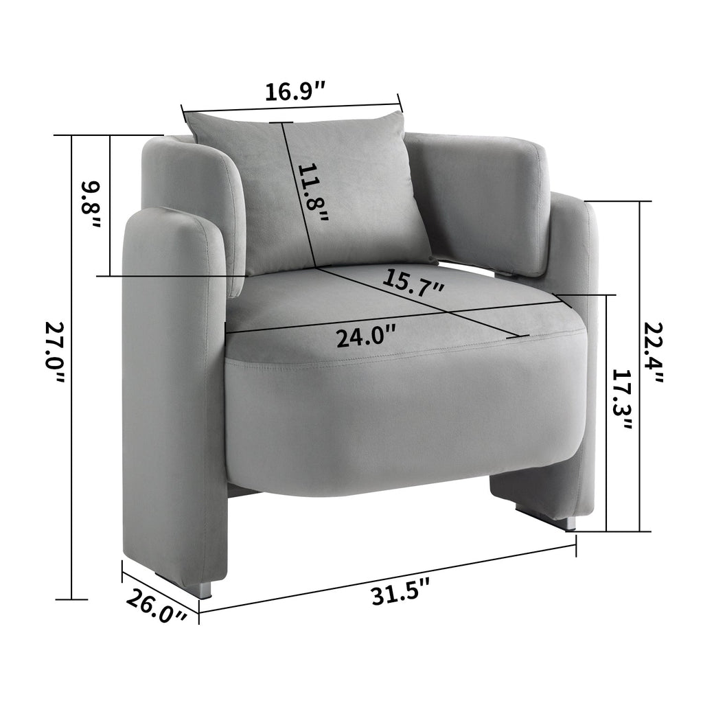 Modern design velvet lounge chair with pillows